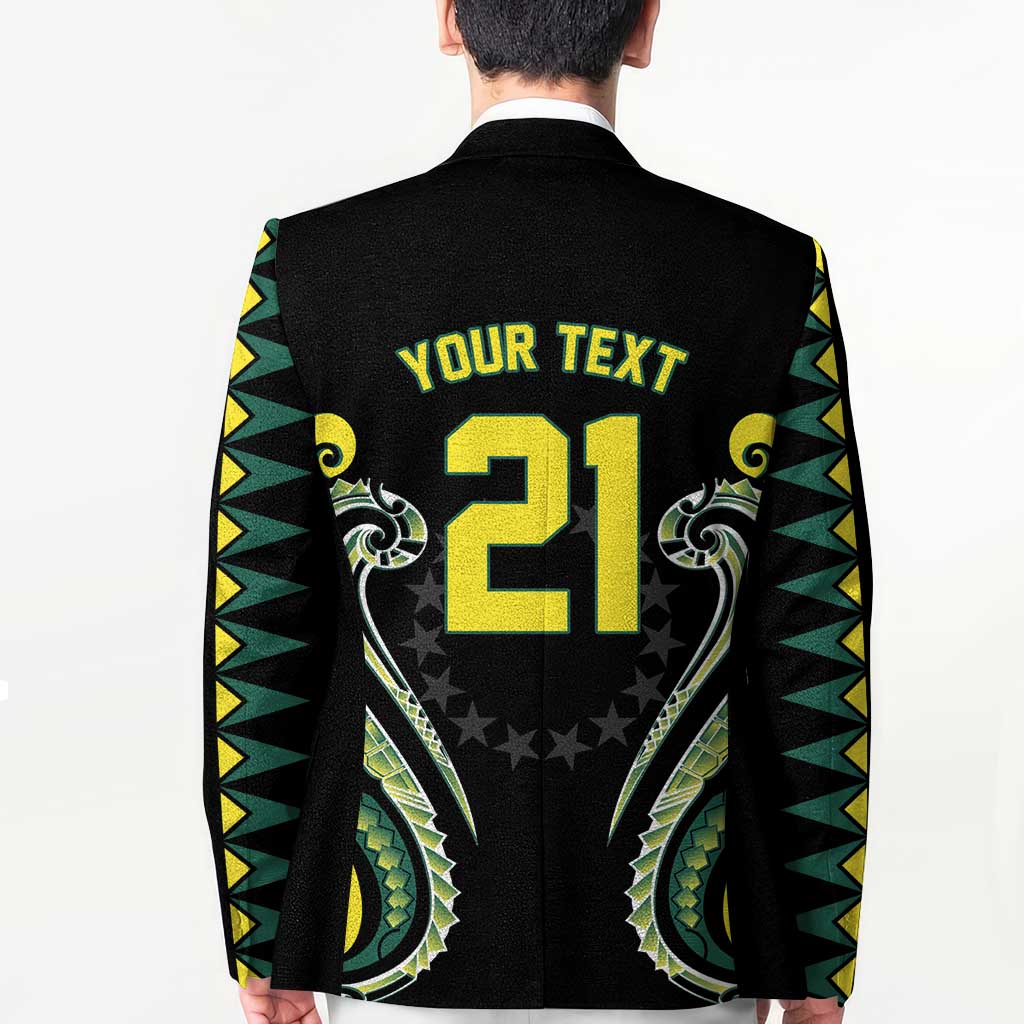 Custom Rugby Cook Islands Avaiki Blazer Black Kuki Airani Tribal Maori Inspired LT9 - Polynesian Pride