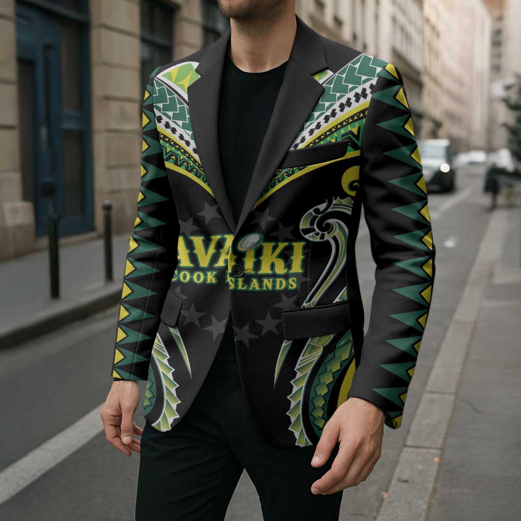 Custom Rugby Cook Islands Avaiki Blazer Black Kuki Airani Tribal Maori Inspired LT9 - Polynesian Pride