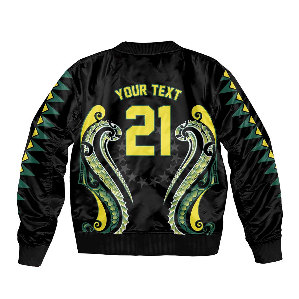 Custom Rugby Cook Islands Avaiki Bomber Jacket Black Kuki Airani Tribal Maori Inspired LT9 - Polynesian Pride