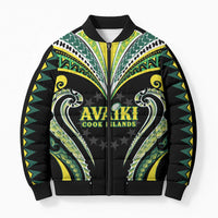 Custom Rugby Cook Islands Avaiki Bomber Puffer Jacket Black Kuki Airani Tribal Maori Inspired LT9 Unisex Black - Polynesian Pride