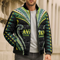 Custom Rugby Cook Islands Avaiki Bomber Puffer Jacket Black Kuki Airani Tribal Maori Inspired LT9 - Polynesian Pride