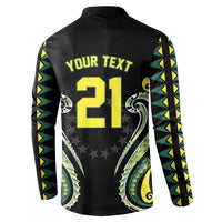 Custom Rugby Cook Islands Avaiki Button Sweatshirt Black Kuki Airani Tribal Maori Inspired LT9 - Polynesian Pride
