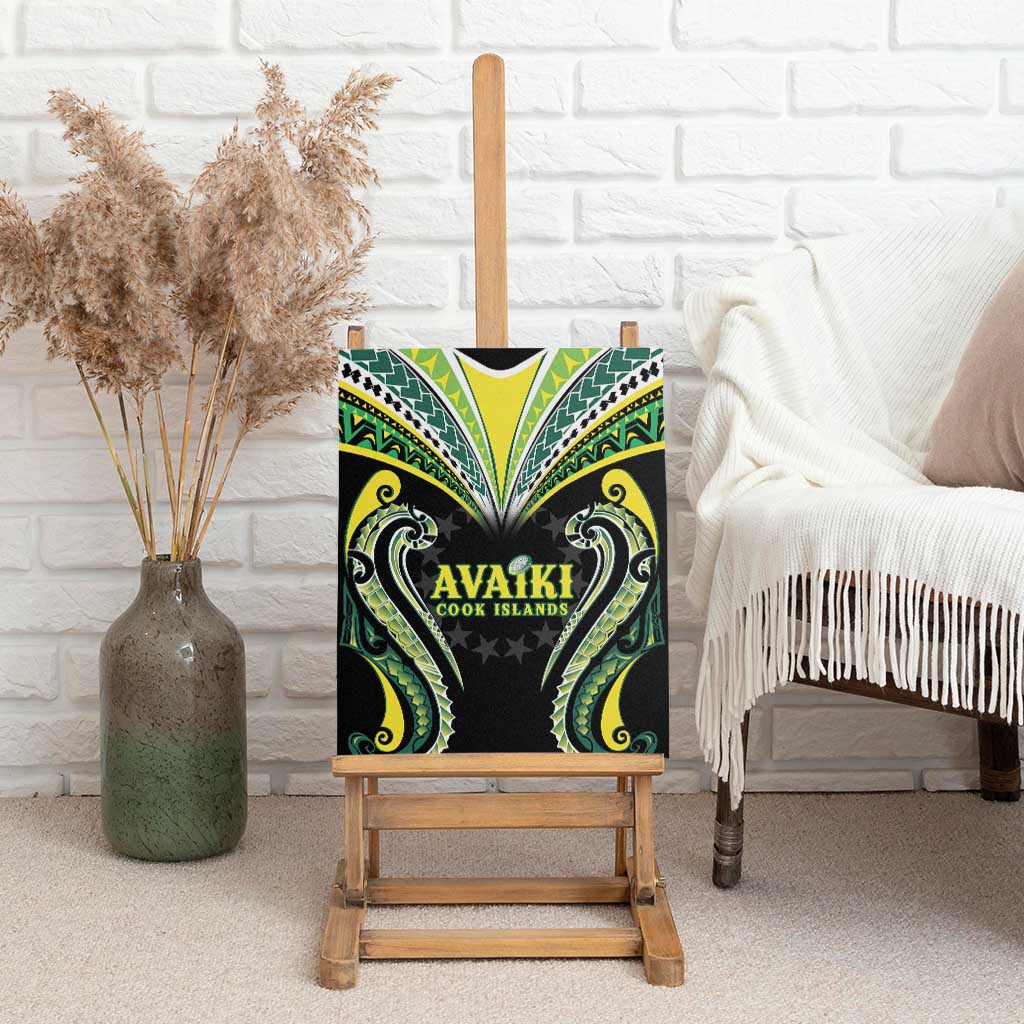 Rugby Cook Islands Avaiki Canvas Wall Art Black Kuki Airani Tribal Maori Inspired LT9 - Polynesian Pride