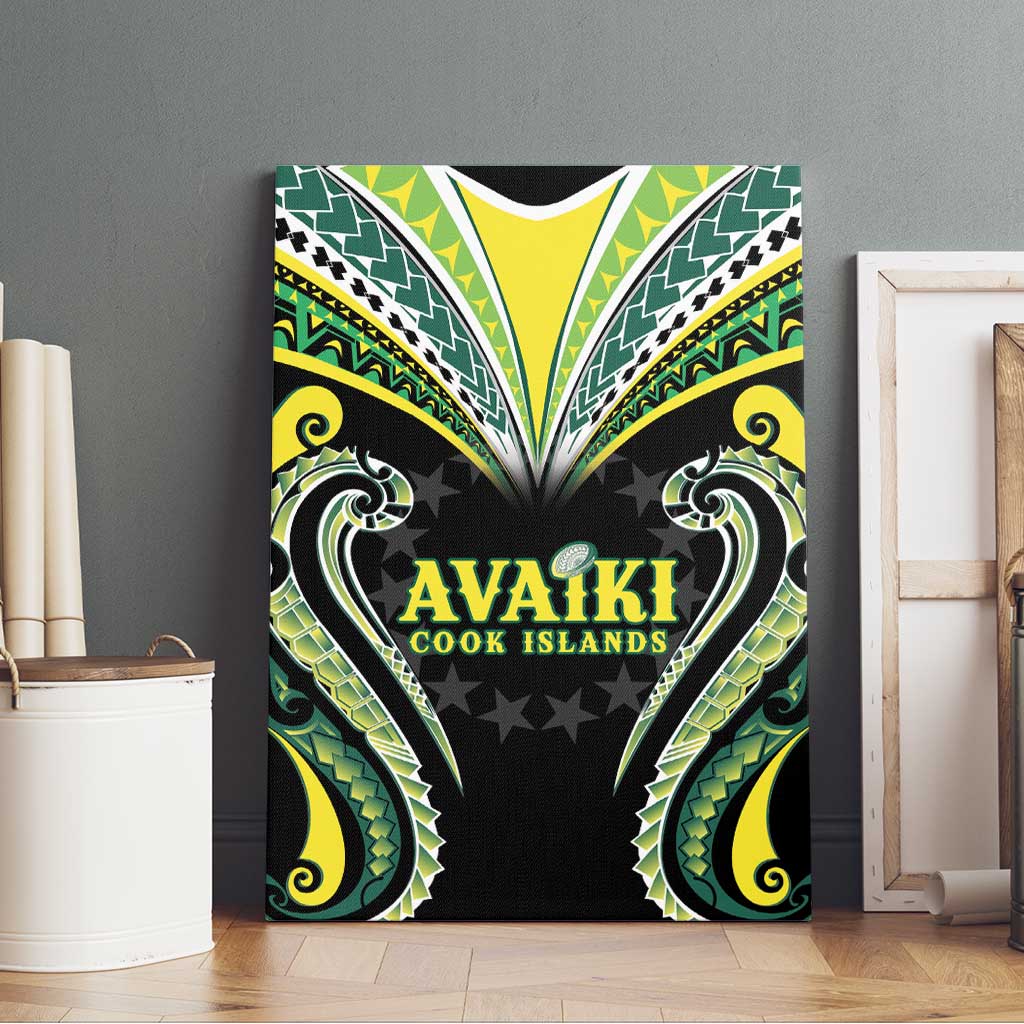 Rugby Cook Islands Avaiki Canvas Wall Art Black Kuki Airani Tribal Maori Inspired LT9 - Polynesian Pride