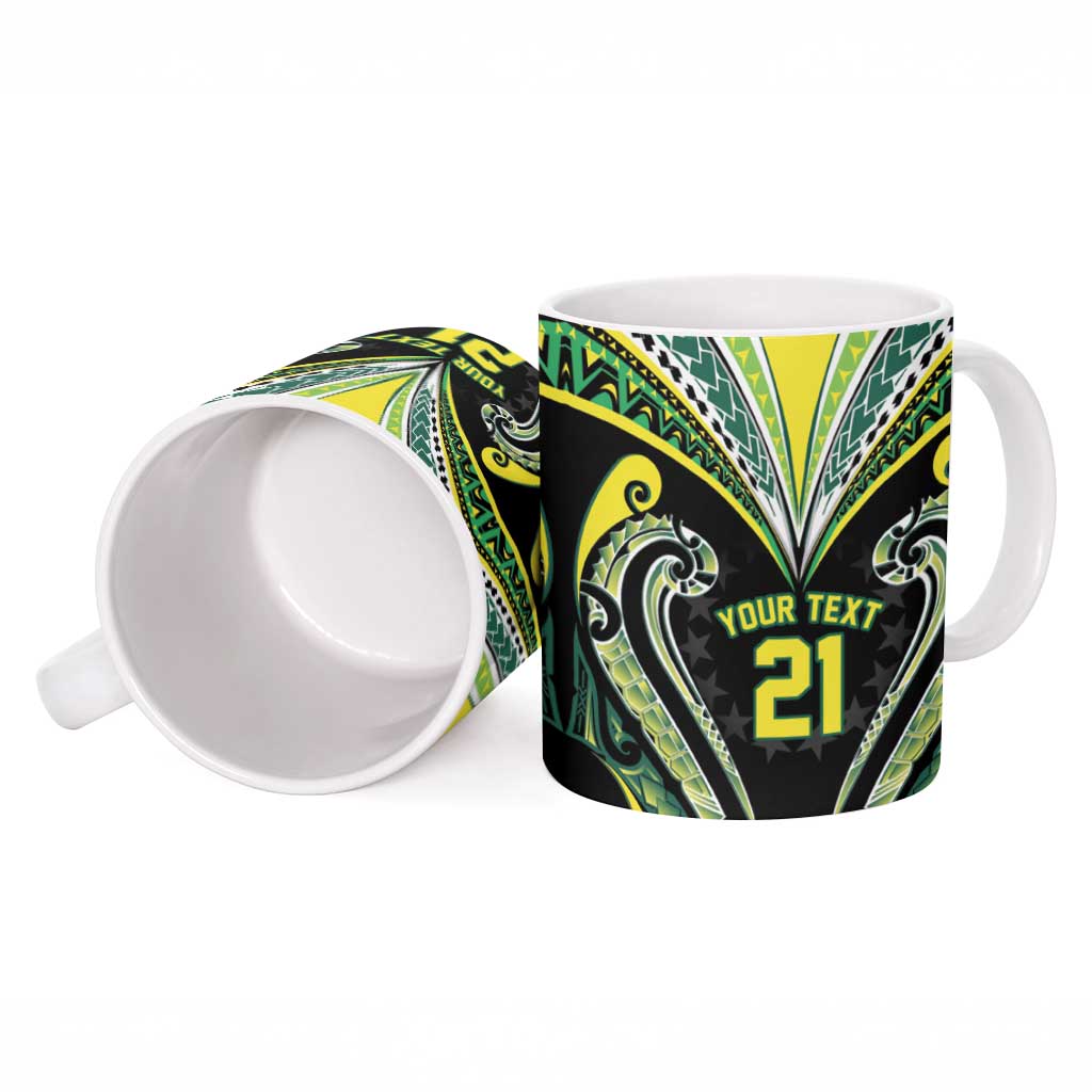 Custom Rugby Cook Islands Avaiki Ceramic Mug Black Kuki Airani Tribal Maori Inspired LT9 - Polynesian Pride