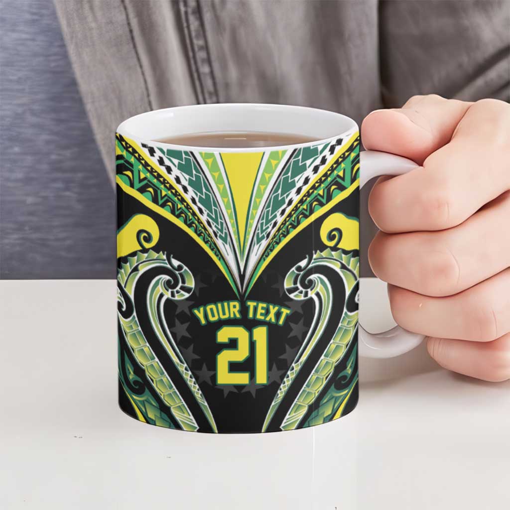 Custom Rugby Cook Islands Avaiki Ceramic Mug Black Kuki Airani Tribal Maori Inspired LT9 - Polynesian Pride