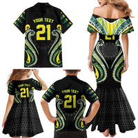 Custom Rugby Cook Islands Avaiki Family Matching Mermaid Dress and Hawaiian Shirt Black Kuki Airani Tribal Maori Inspired - Polynesian Pride