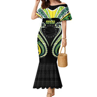Custom Rugby Cook Islands Avaiki Family Matching Mermaid Dress and Hawaiian Shirt Black Kuki Airani Tribal Maori Inspired - Polynesian Pride
