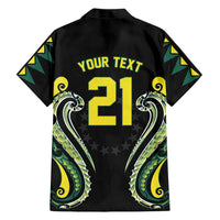Custom Rugby Cook Islands Avaiki Family Matching Off The Shoulder Long Sleeve Dress and Hawaiian Shirt Black Kuki Airani Tribal Maori Inspired LT9 - Polynesian Pride