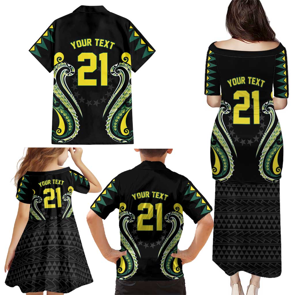 Custom Rugby Cook Islands Avaiki Family Matching Puletasi and Hawaiian Shirt Black Kuki Airani Tribal Maori Inspired - Polynesian Pride