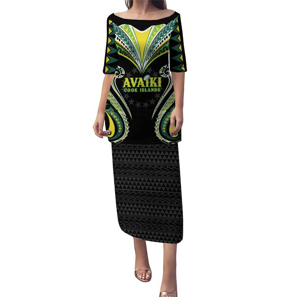 Custom Rugby Cook Islands Avaiki Family Matching Puletasi and Hawaiian Shirt Black Kuki Airani Tribal Maori Inspired - Polynesian Pride