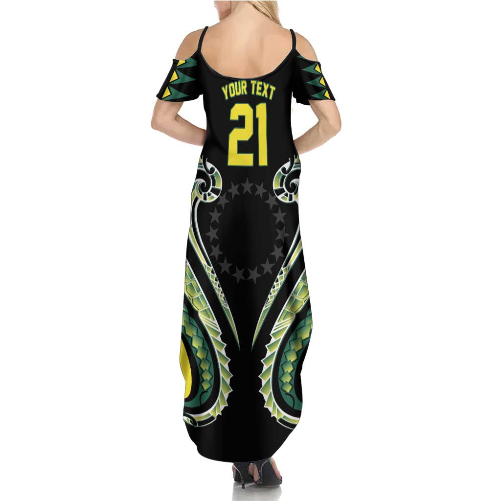 Custom Rugby Cook Islands Avaiki Family Matching Summer Maxi Dress and Hawaiian Shirt Black Kuki Airani Tribal Maori Inspired - Polynesian Pride