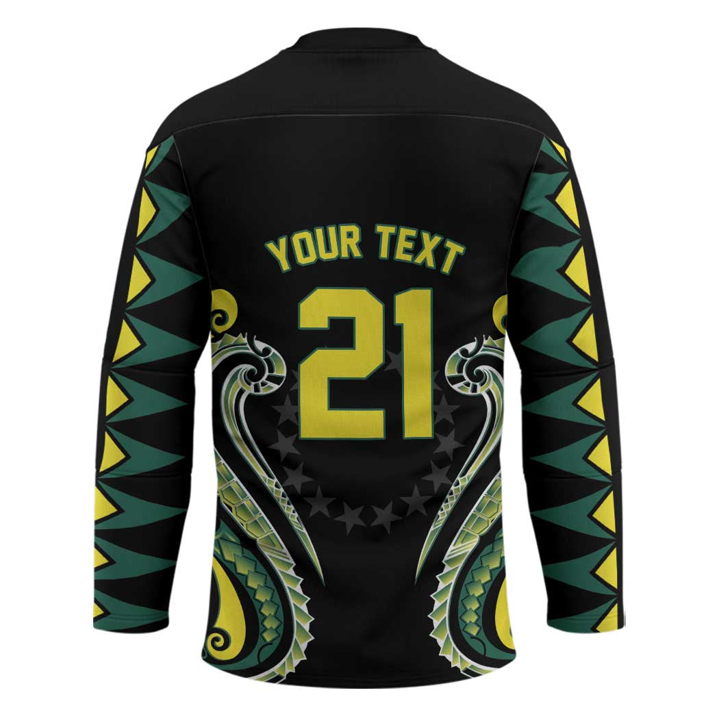 Custom Rugby Cook Islands Avaiki Hockey Jersey Black Kuki Airani Tribal Maori Inspired - Polynesian Pride
