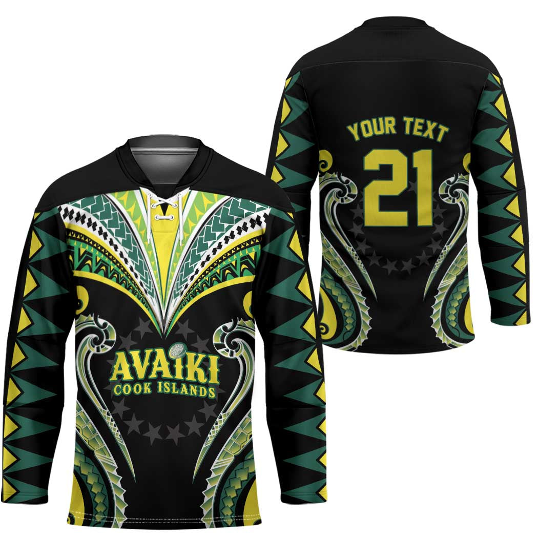 Custom Rugby Cook Islands Avaiki Hockey Jersey Black Kuki Airani Tribal Maori Inspired - Polynesian Pride