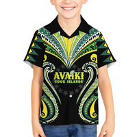 Custom Rugby Cook Islands Avaiki Kid Hawaiian Shirt Black Kuki Airani Tribal Maori Inspired LT9 Kid Black - Polynesian Pride