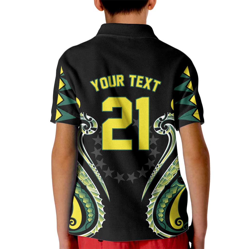 Custom Rugby Cook Islands Avaiki Kid Polo Shirt Black Kuki Airani Tribal Maori Inspired LT9 - Polynesian Pride