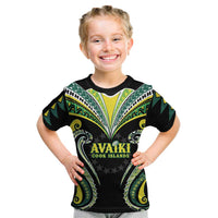 Custom Rugby Cook Islands Avaiki Kid T Shirt Black Kuki Airani Tribal Maori Inspired - Polynesian Pride
