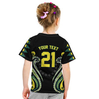 Custom Rugby Cook Islands Avaiki Kid T Shirt Black Kuki Airani Tribal Maori Inspired - Polynesian Pride
