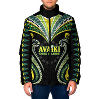 Custom Rugby Cook Islands Avaiki Padded Jacket Black Kuki Airani Tribal Maori Inspired LT9 Men Black - Polynesian Pride