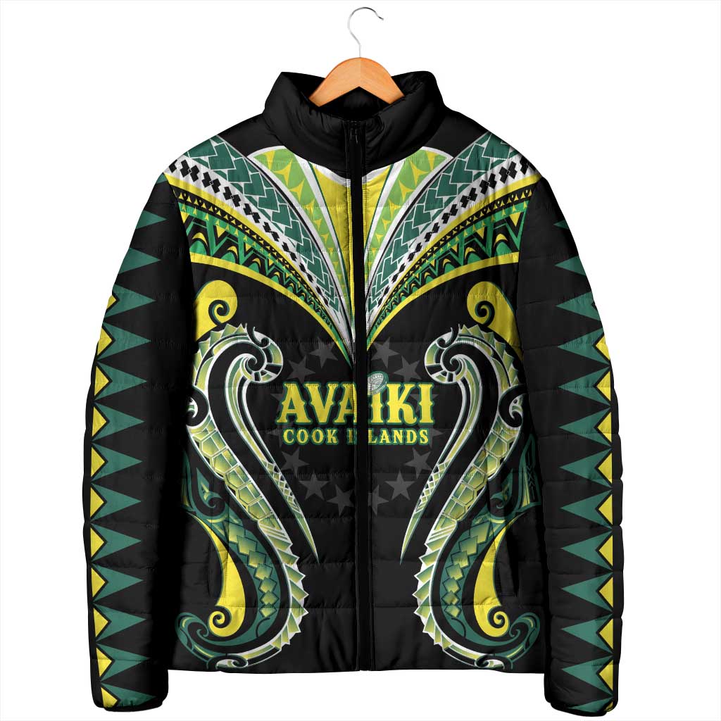 Custom Rugby Cook Islands Avaiki Padded Jacket Black Kuki Airani Tribal Maori Inspired LT9 - Polynesian Pride