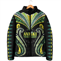 Custom Rugby Cook Islands Avaiki Padded Jacket Black Kuki Airani Tribal Maori Inspired LT9 - Polynesian Pride