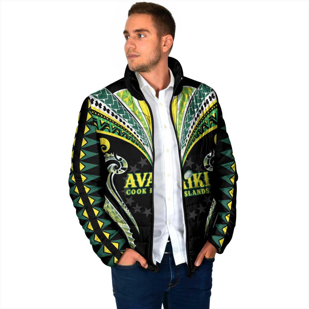Custom Rugby Cook Islands Avaiki Padded Jacket Black Kuki Airani Tribal Maori Inspired LT9 - Polynesian Pride