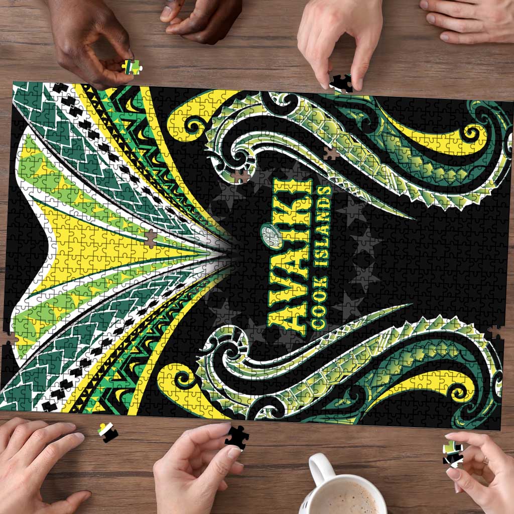 Rugby Cook Islands Avaiki Puzzle Black Kuki Airani Tribal Maori Inspired LT9 - Polynesian Pride