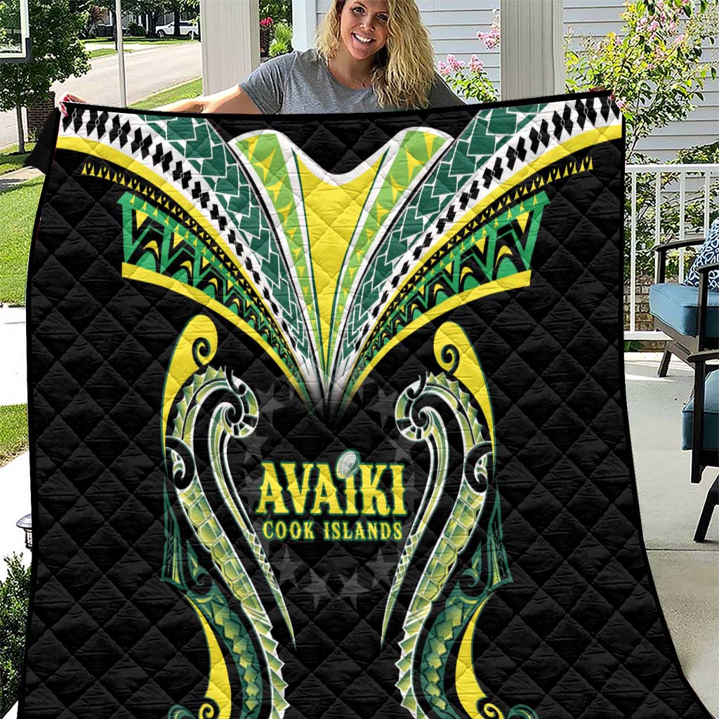 Rugby Cook Islands Avaiki Quilt Black Kuki Airani Tribal Maori Inspired LT9 Black - Polynesian Pride