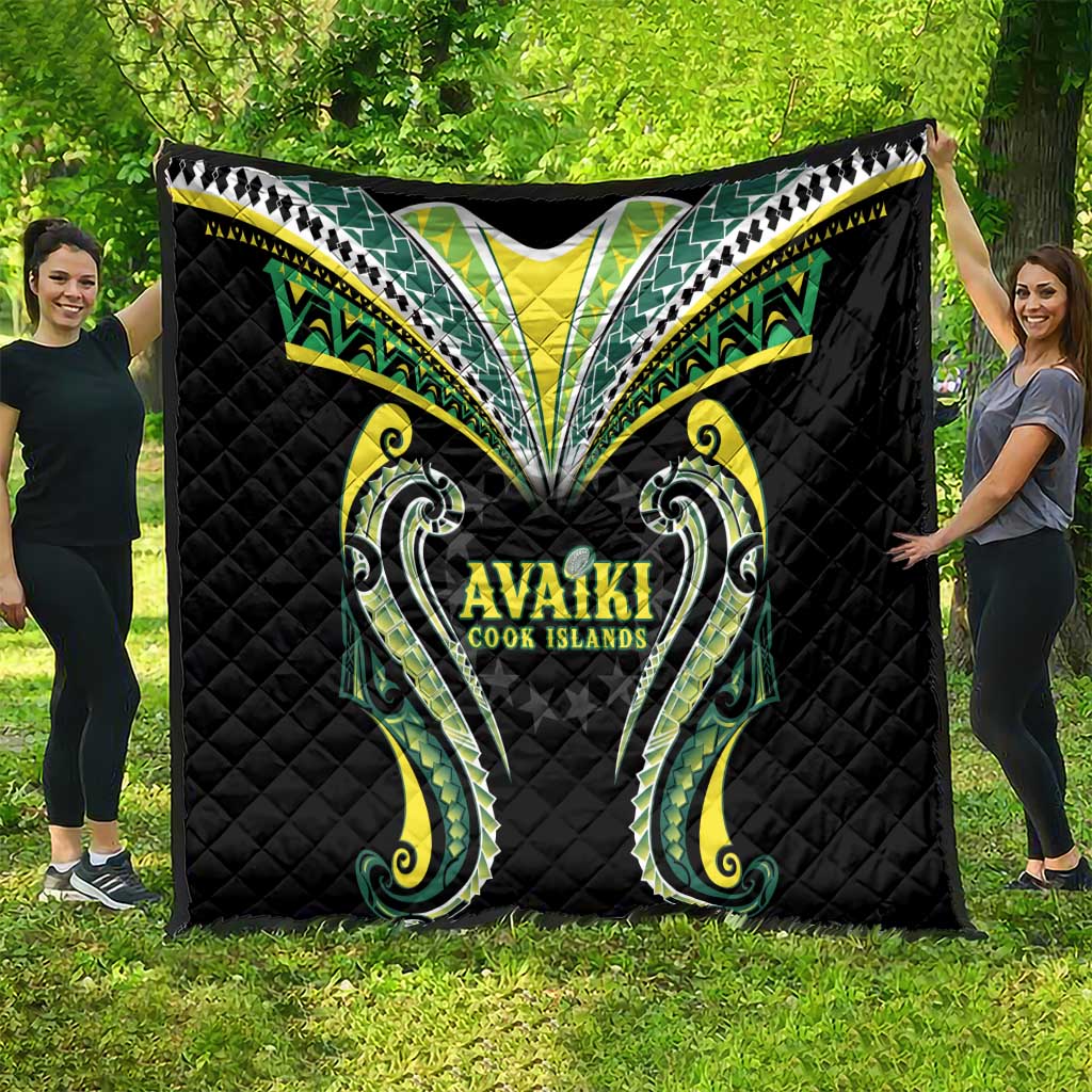Rugby Cook Islands Avaiki Quilt Black Kuki Airani Tribal Maori Inspired LT9 - Polynesian Pride