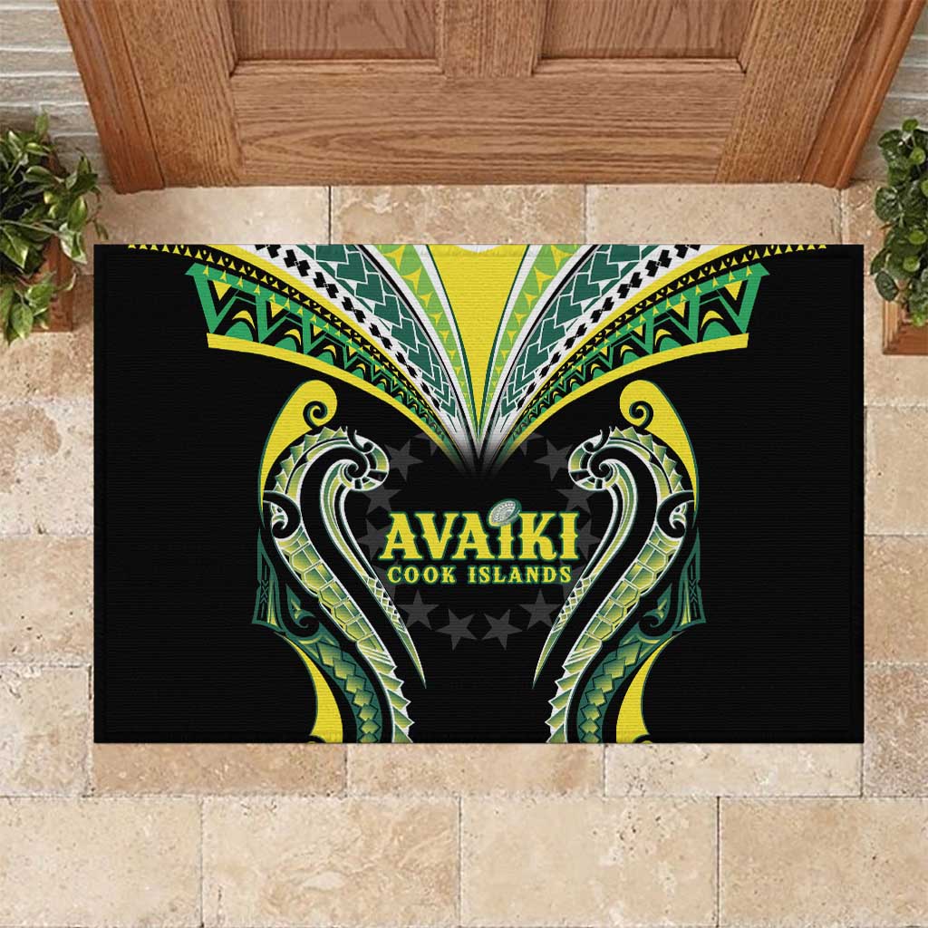 Rugby Cook Islands Avaiki Rubber Doormat Black Kuki Airani Tribal Maori Inspired LT9 Black - Polynesian Pride