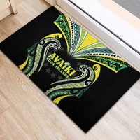 Rugby Cook Islands Avaiki Rubber Doormat Black Kuki Airani Tribal Maori Inspired LT9 - Polynesian Pride