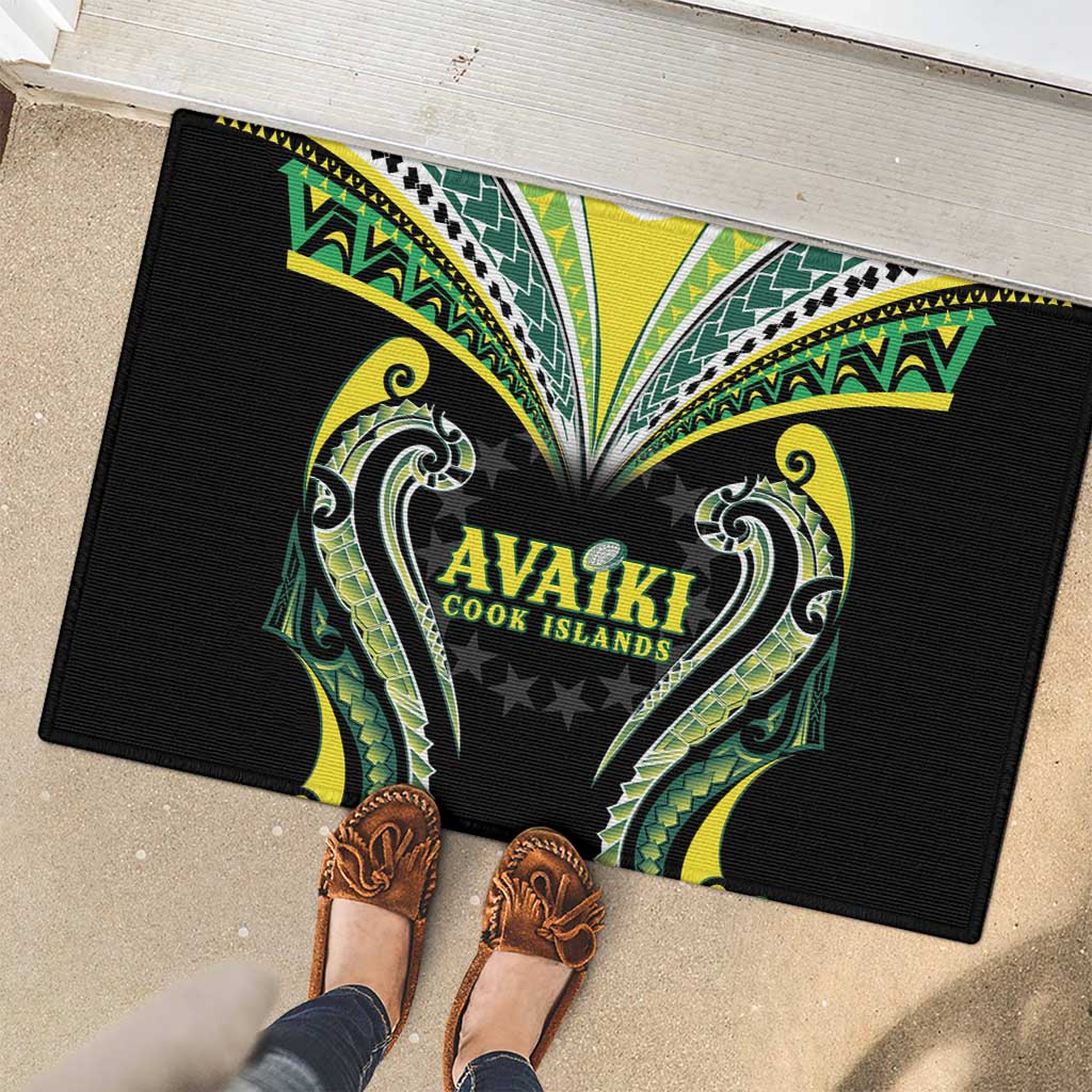 Rugby Cook Islands Avaiki Rubber Doormat Black Kuki Airani Tribal Maori Inspired LT9 - Polynesian Pride