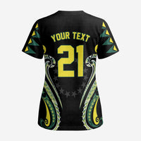 Custom Rugby Cook Islands Avaiki Scrub Top Black Kuki Airani Tribal Maori Inspired LT9 - Polynesian Pride
