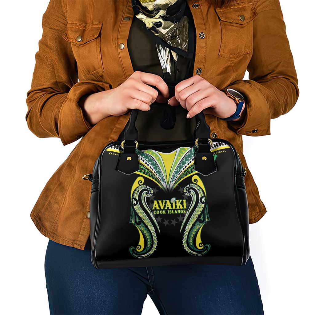 Rugby Cook Islands Avaiki Shoulder Handbag Black Kuki Airani Tribal Maori Inspired - Polynesian Pride