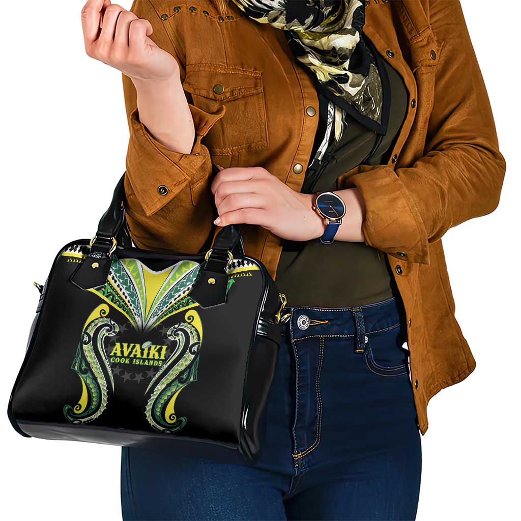 Rugby Cook Islands Avaiki Shoulder Handbag Black Kuki Airani Tribal Maori Inspired - Polynesian Pride