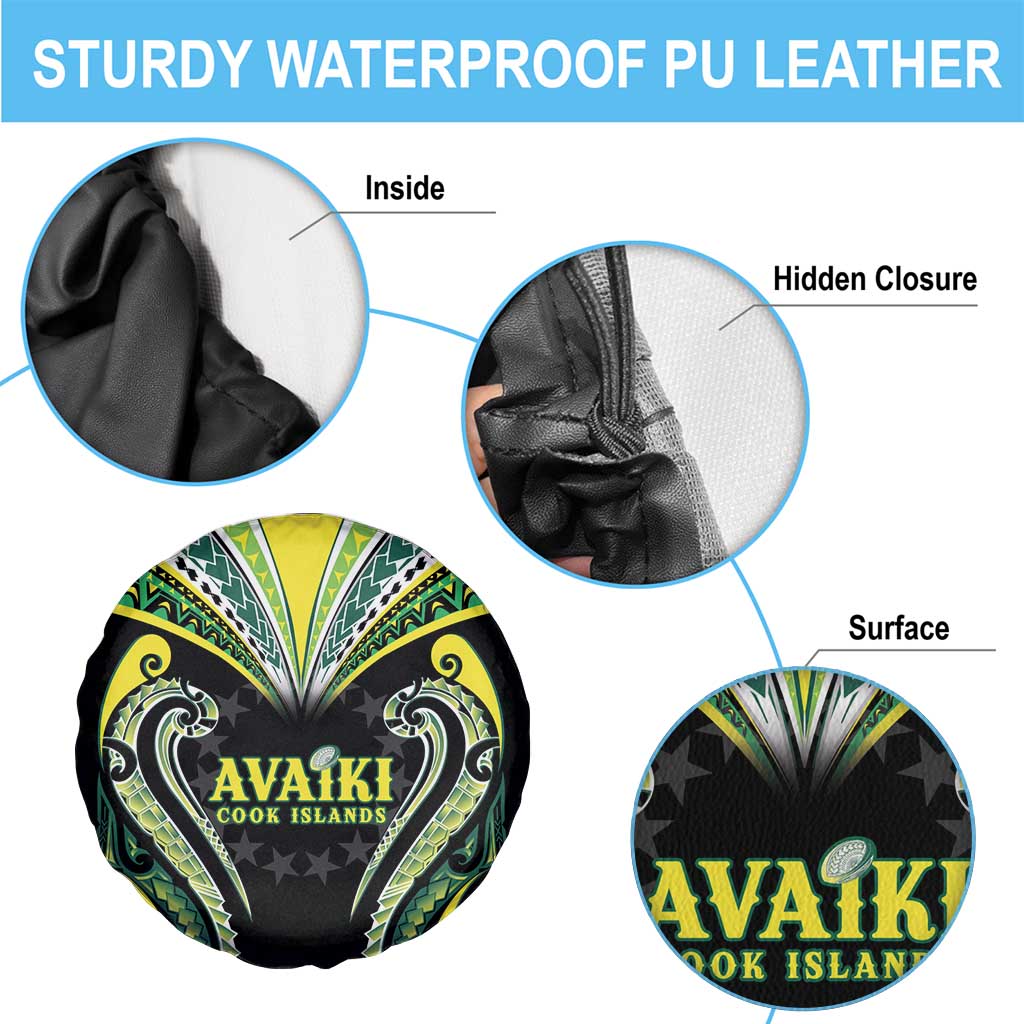 Rugby Cook Islands Avaiki Spare Tire Cover Black Kuki Airani Tribal Maori Inspired LT9 - Polynesian Pride