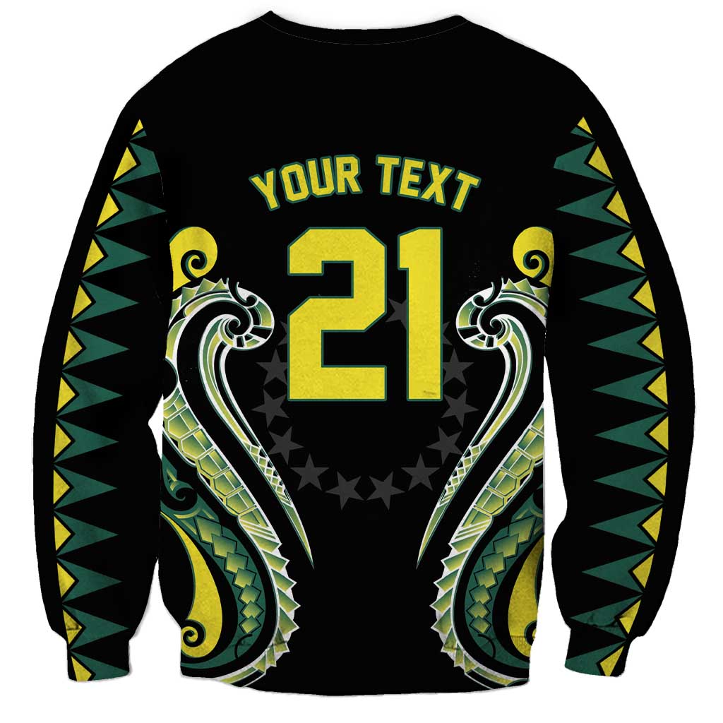 Custom Rugby Cook Islands Avaiki Sweatshirt Black Kuki Airani Tribal Maori Inspired LT9 - Polynesian Pride