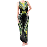 Custom Rugby Cook Islands Avaiki Tank Maxi Dress Black Kuki Airani Tribal Maori Inspired LT9 Women Black - Polynesian Pride