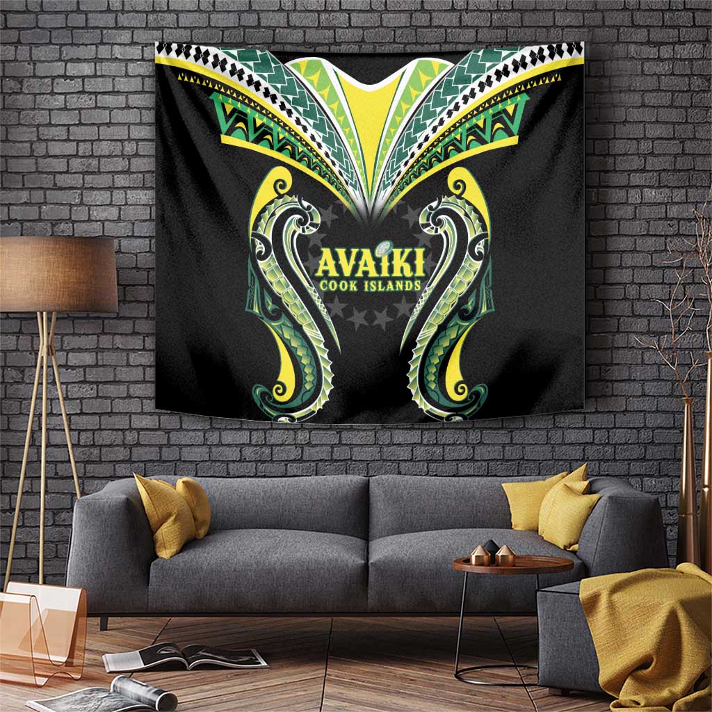 Rugby Cook Islands Avaiki Tapestry Black Kuki Airani Tribal Maori Inspired LT9 Black - Polynesian Pride