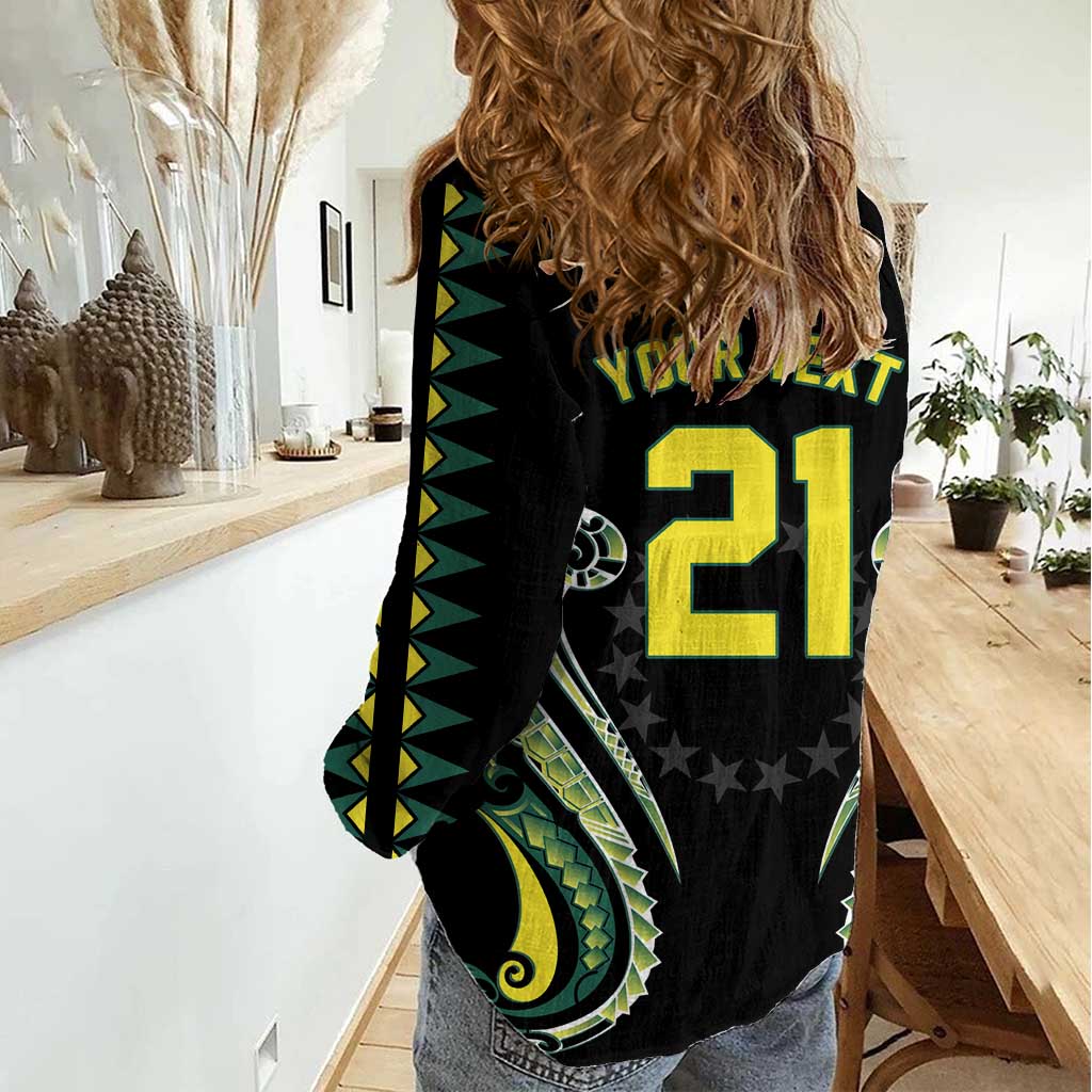 Custom Rugby Cook Islands Avaiki Women Casual Shirt Black Kuki Airani Tribal Maori Inspired LT9 - Polynesian Pride