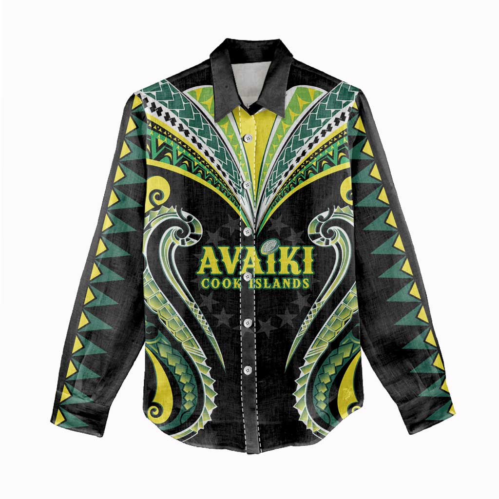 Custom Rugby Cook Islands Avaiki Women Casual Shirt Black Kuki Airani Tribal Maori Inspired LT9 - Polynesian Pride