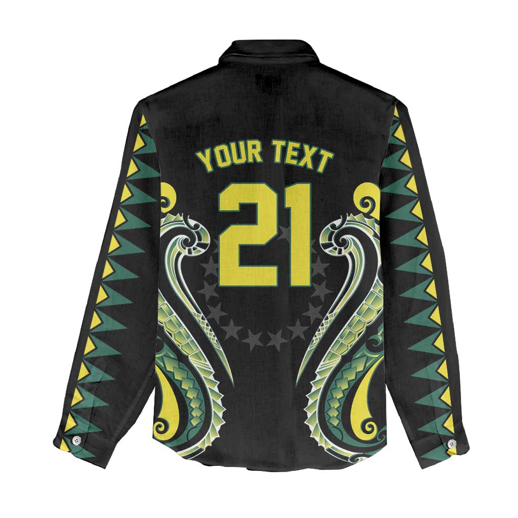 Custom Rugby Cook Islands Avaiki Women Casual Shirt Black Kuki Airani Tribal Maori Inspired LT9 - Polynesian Pride