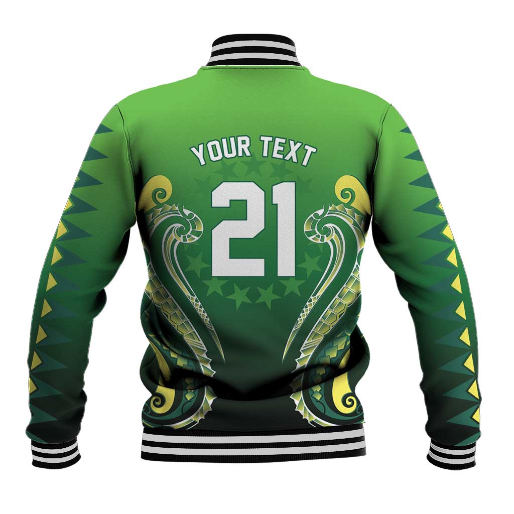 Custom Rugby Cook Islands Avaiki Baseball Jacket Green Kuki Airani Tribal Maori Inspired LT9 - Polynesian Pride