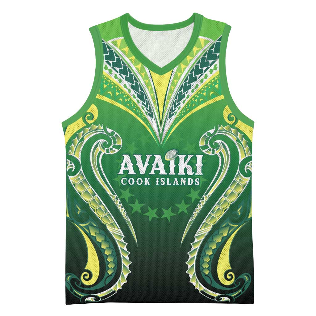 Custom Rugby Cook Islands Avaiki Basketball Jersey Green Kuki Airani Tribal Maori Inspired LT9 Unisex Green - Polynesian Pride