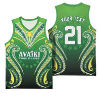 Custom Rugby Cook Islands Avaiki Basketball Jersey Green Kuki Airani Tribal Maori Inspired LT9 - Polynesian Pride