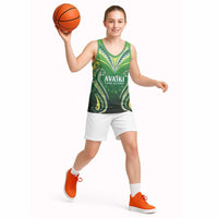 Custom Rugby Cook Islands Avaiki Basketball Jersey Green Kuki Airani Tribal Maori Inspired LT9 - Polynesian Pride
