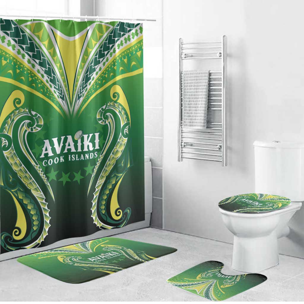 Rugby Cook Islands Avaiki Bathroom Set Green Kuki Airani Tribal Maori Inspired LT9 Bathroom Set (4 pcs) Green - Polynesian Pride