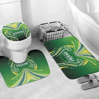 Rugby Cook Islands Avaiki Bathroom Set Green Kuki Airani Tribal Maori Inspired LT9 Mat Set Only (3 pcs) One Size Green - Polynesian Pride