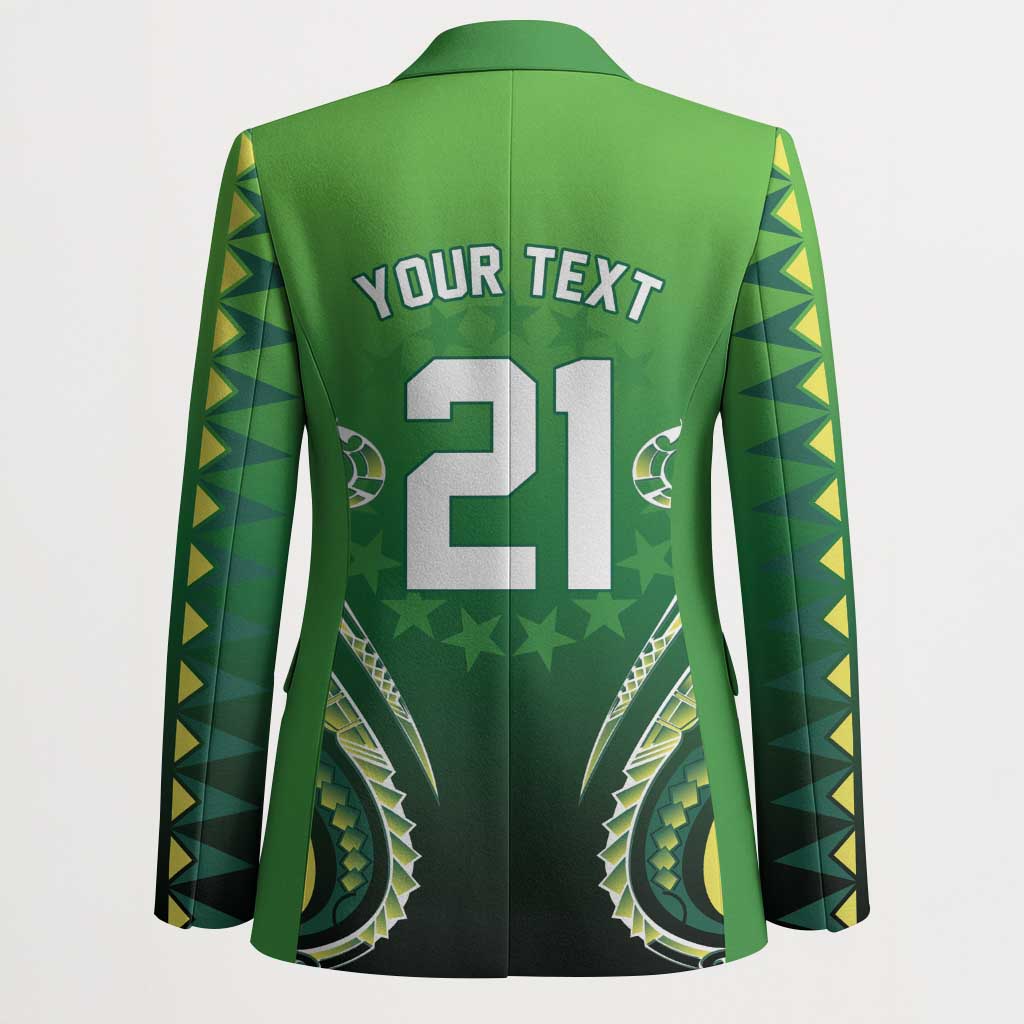 Custom Rugby Cook Islands Avaiki Blazer Green Kuki Airani Tribal Maori Inspired LT9 - Polynesian Pride