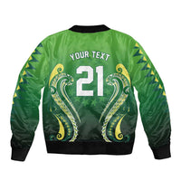 Custom Rugby Cook Islands Avaiki Bomber Jacket Green Kuki Airani Tribal Maori Inspired LT9 - Polynesian Pride